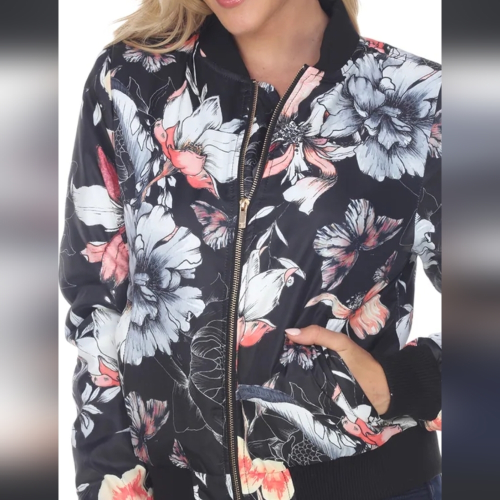 White Mark Floral Bomber Jacket - Picture 6 of 7